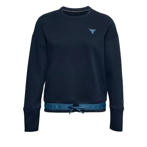 Under Armour Project Rock Fleece Oversized Crew Sweatshirt Navy Size Small w3206 - Picture 9 of 9